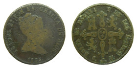 Isabel II (1833-1868). 1835. 8 Maravedís. Segovia. (AC 121). Valor en reverso.
BC