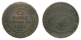 Isabel II. (1833 - 1868). 1853. Doble décima de Real. AE. AC 148. Segovia. Escasa.
MBC