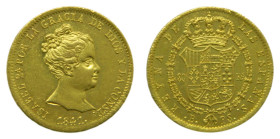 Isabel II (1833-1868). 1841 PS. 80 Reales. Barcelona. (AC 707) 6,75 gr. AU. Brillo original.
EBC+