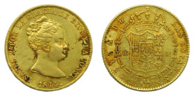 Isabel II (1833-1868). 1844 PS. 80 Reales. Barcelona. (AC 711) 6,77 gr. AU.
MBC