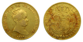 Isabel II (1833-1868). 1835 CR. 80 Reales. Madrid. (AC 720) 6,76 gr. AU.
MBC