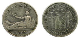 Gobierno Provisional. 1869 *6-9. 50 Céntimos. Madrid. AR.
MBC-