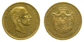 Alfonso XII (1874-1885). 1881 * 18-81 MSM. 25 Pesetas. Madrid (AC 82) 8,06 gr. AU. Brillo original.
SC-
