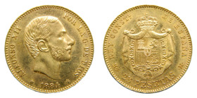 Alfonso XII (1874-1885). 1884 * 18-84 MSM. 25 Pesetas. Madrid (AC 89) 8,07 gr. AU.
MBC+