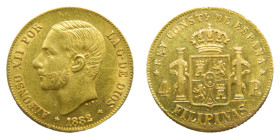 Alfonso XII (1874-1885). 1882. 4 Pesos. Manila (AC 127) 6,75 gr. AU. Brillo original.
SC-