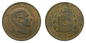 Alfonso XIII (1886-1931). 1879 OM. 5 Céntimos. Madrid (AC 6). Cobre.
SC