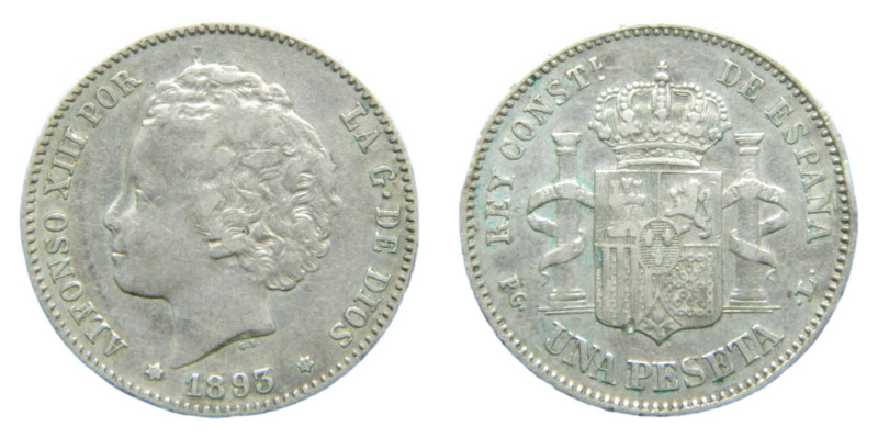 Alfonso XIII (1886 - 1931). 1893 *18-93 PGL. 1 Peseta. (AC. 54).
MBC