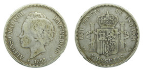 Alfonso XIII (1886-1931). 1893. PGV. 5 Pesetas. (AC.103).
BC