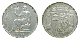 Segunda República. 1933 * 3-4. 1 Peseta (AC 35). Reverso girado 45º. AR.
MBC+