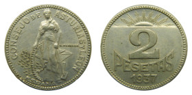 Guerra Civil (1936-1939). 2 Pesetas. 1937. Consejo de Asturias y León. (AC.10).
MBC+
