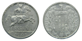 Estado español. Francisco Franco (1939-1975). 1940. 10 Céntimos. PLVS VLTRA. (V) Muy rara en esta conservación. (AC7).
SC
