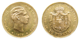 Estado español. Francisco Franco (1939-1975). 1878 *19-62. DEM. 10 Pesetas. AU. Reacuñación oficial. (AC 168). 3,25 gr.
SC