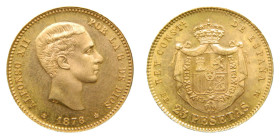 Estado español. Francisco Franco (1939-1975). 1876 *19-62. DEM. 25 Pesetas. AU. Reacuñación oficial. (AC 176) 8,09 gr.
SC