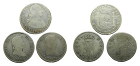 Lote 3 monedas de 4 reales Fernando VII y Carlos IV. Potosí y Cádiz.
BC