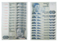 España. Lote 10 billetes de 10.000 pesetas 1985 Juan Carlos I. Correlativos.
SC-