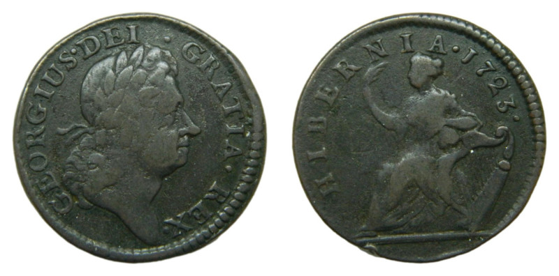 American Colonial. Irlanda / Ireland - George I. 1723 Half Penny. Hibernia. (KM#...