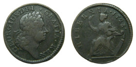 American Colonial. Irlanda / Ireland - George I. 1723 Half Penny. Hibernia. (KM#23.1). Variedad de puntos en reverso.
BC