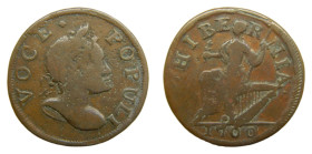 American Colonial. Irlanda / Ireland. Hibernia. Voce populi. 1760. Halfpenny. Copper .
BC