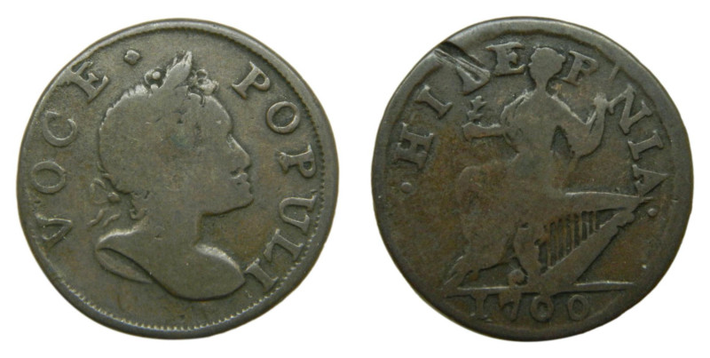 American Colonial. Irlanda / Ireland. Hibernia. Voce populi. 1760. Halfpenny (KM...