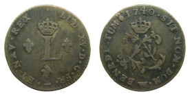 American colonial / France. Louis XV. 1740 W. Double sol. (Sou Marqué) Billon.
BC