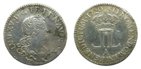 American colonial / France . Louis XV. 1720 A. 20 sols (¼ ecu). París. (KM#453). (Gad-296) Limpiada.
MBC-