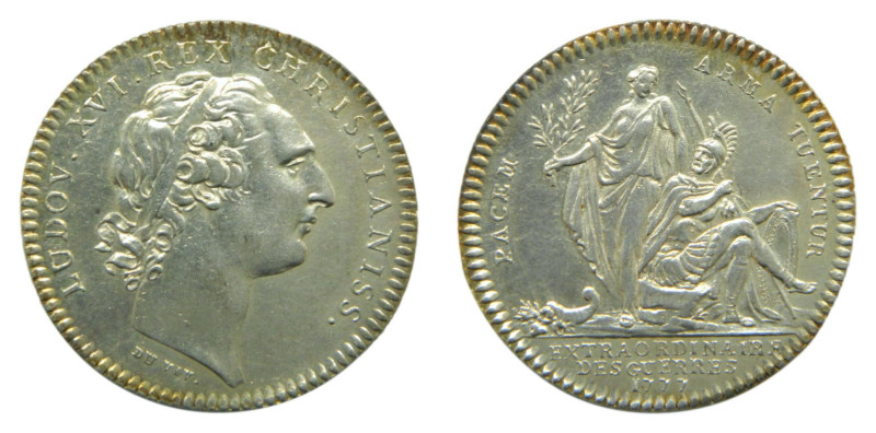 American colonial / France. Louis XVI. Jetón. 1777. "PACEM ARMA TUENTUR" (Soutie...