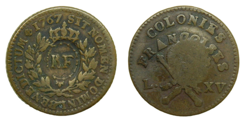 American colonial / French Colonies / Guadeloupe. 3 Sous 9 Deniers (¼ Escalin) 1...