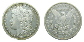 ESTADOS UNIDOS DE AMERICA / UNITED STATES. Morgan dólar. Morgan dollar. 1880 CC. (KM#110). Carson city. 26,35 gr. AR.
MBC-