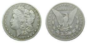 ESTADOS UNIDOS DE AMERICA / UNITED STATES. Morgan dólar. Morgan dollar. 1881 CC. (KM#110). Carson city. 26,29 gr. AR.
MBC-