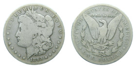 ESTADOS UNIDOS DE AMERICA / UNITED STATES. Morgan dólar. Morgan dollar. 1893 S. (KM#110). San Francisco. 25,78 gr. AR. RARISIMO
BC-