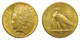 ESTADOS UNIDOS DE AMERICA / UNITED STATES. 1915. Ten dollars. (KM#130). 10 dólares. Indian Head. 16,72 gr. AU.
EBC