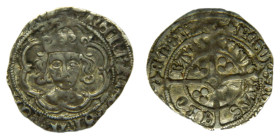 Henry VII (1485-1509), Silver Halfgroat. York mint. AR. 0,9 gr. Inner legend is CIVI-TAS-EBO-RACI. Pellet in lozenge at centre. Slightly clipped.
(MB...