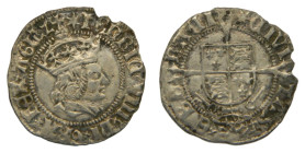 Henry VIII (1509-47), Silver Halfgroat. York mint. AR. 1,3 g, 1st coinage. Keys below shield. Excellent portrait.
MBC+