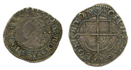 Elizabeth I (1558-1603), Silver Halfgroat. Tower mint. Woolpack as mintmark. Two pellets behind bust. AR. 1,05 gr. 5th issue.
MBC/MBC+