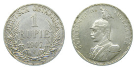 AFRICA ORIENTAL ALEMANA / GERMAN EAST AFRICA. 1907 J. Rupie. (KM#10). 11,63 gr. AR. 917.
MBC