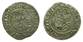 ALEMANIA - NORDLINGEN / GERMANY. 1527. Eberhard IV. 1/2 batzen (2 kreuzer). (Kr. 60)1,83 gr. AR.
MBC