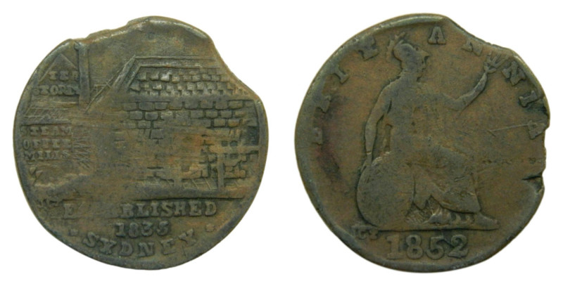 AUSTRALIA. 1852. 1/2 penny. PEEK AND CAMPBEL. Sydney (A.428, H428,2). Rare
BC