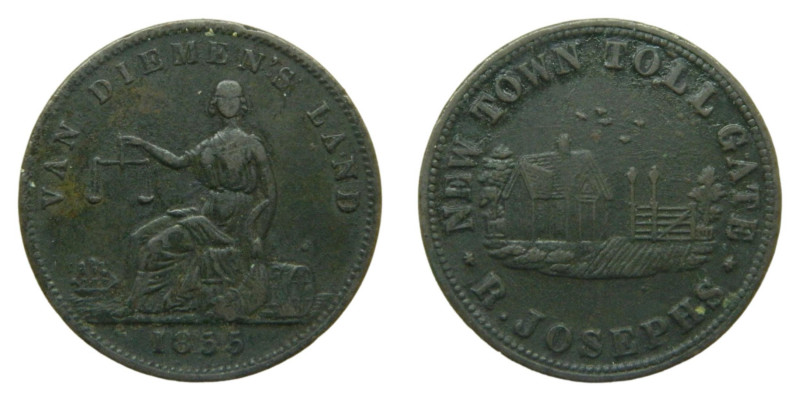 AUSTRALIA. 1855. 1/2 penny. Tasmania. New Town gate. (KM-TN 140). Van Dieme´s la...