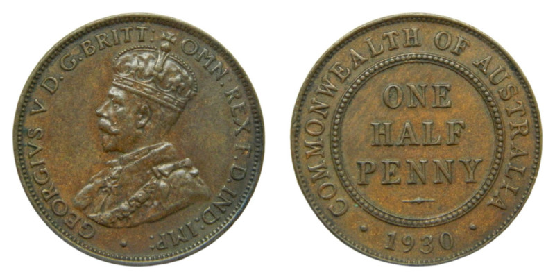 AUSTRALIA. 1930. 1/2 penny. (KM#22). 5,64 gr. Bronce.
EBC