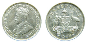 AUSTRALIA. 1926. 3 Pence. (KM#24). 1,42 gr. AR. 925. George V.
MBC+