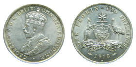 AUSTRALIA. 1918 M. Florín. (KM#27). 11,.31 gr. AR. 925. George V. Rayitas en anverso.
EBC+