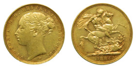 AUSTRALIA. 1884 M. Sovereign. (KM#7). Victoria. 8 gr. AU. Marquitas en anverso.
EBC