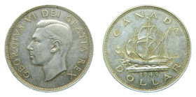 CANADA. 1949. Dólar. (KM#47). 23,33 gr. AR. 800. George VI. Dollar.
MBC+