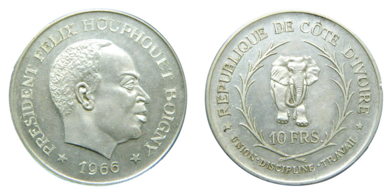 COSTA MARFIL. 1966. 10 Francos. (KM#1) 25,16 gr.
SC-