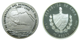 CUBA. 1996. 10 Pesos. 40 aniversario del desembarco del granma. 1 onza plata 999. (KM#589).
PROOF