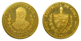 CUBA. 1991. 50 pesos (KM#445). 15,47 gr. AU Proof. 1/2 oz. Diego Velázquez. Acuñación de 200 piezas. Rara.
PROOF