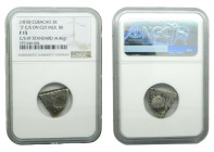CURAÇAO. (1818) 3 reaal. (KM#28). Resello 3 en círculo (De Mey 489, lo atribuye a la ocupación británica), sobre 1/5 de un real de a 8. 4,46 gr. AR. E...