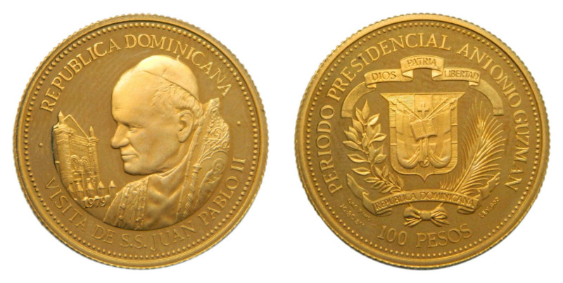 REPUBLICA DOMINICANA / DOMIICAN REPUBLIC. 1979. 100 Pesos. (KM#55). Juan Pablo I...