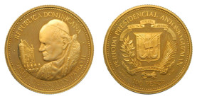 REPUBLICA DOMINICANA / DOMIICAN REPUBLIC. 1979. 100 Pesos. (KM#55). Juan Pablo II. 12 gr. AU. Caja original.
PROOF