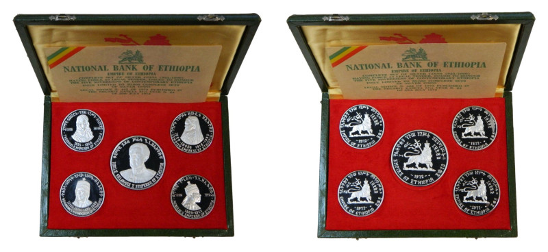 ETHIOPIA. Set Official 1972. Silver Proof (KM# PS6); Original Box & Certificate....